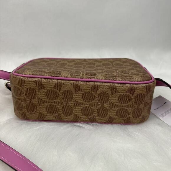 COACH Jamie Camera Crossbody Bag In Signature Canvas/Leather Tan/Fuchsia CZ186 - Picture 10 of 10